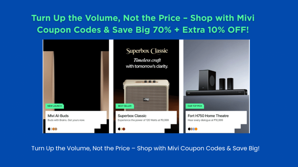 Mivi Coupon Codes Get 70% + Extra 10% OFF On All Mivi Orders